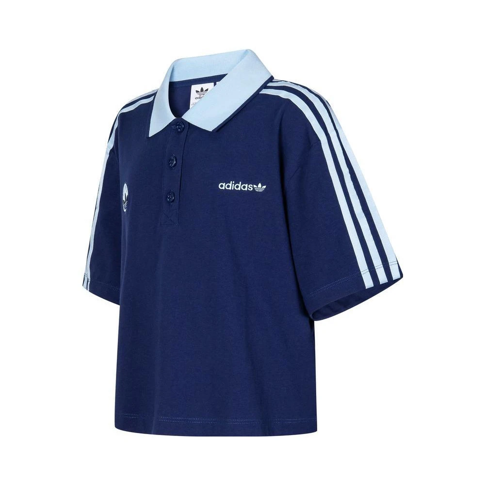 adidas Originals阿迪三叶草2024女子CROP POLO针织短T恤IX3543