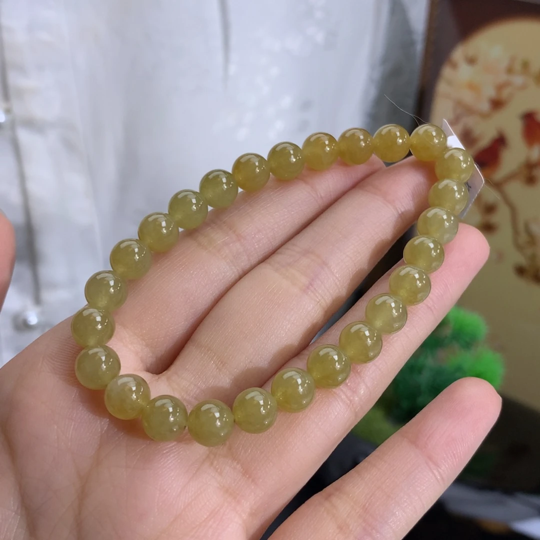 未镶嵌手串翡翠卡7.0冰润胶黄翡手串