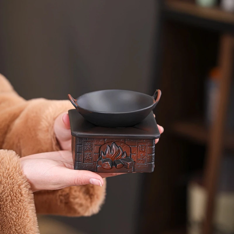 紫陶蒸蒸日上创意茶灶台全瓷孔一体茶漏过滤器网家用茶道零配件