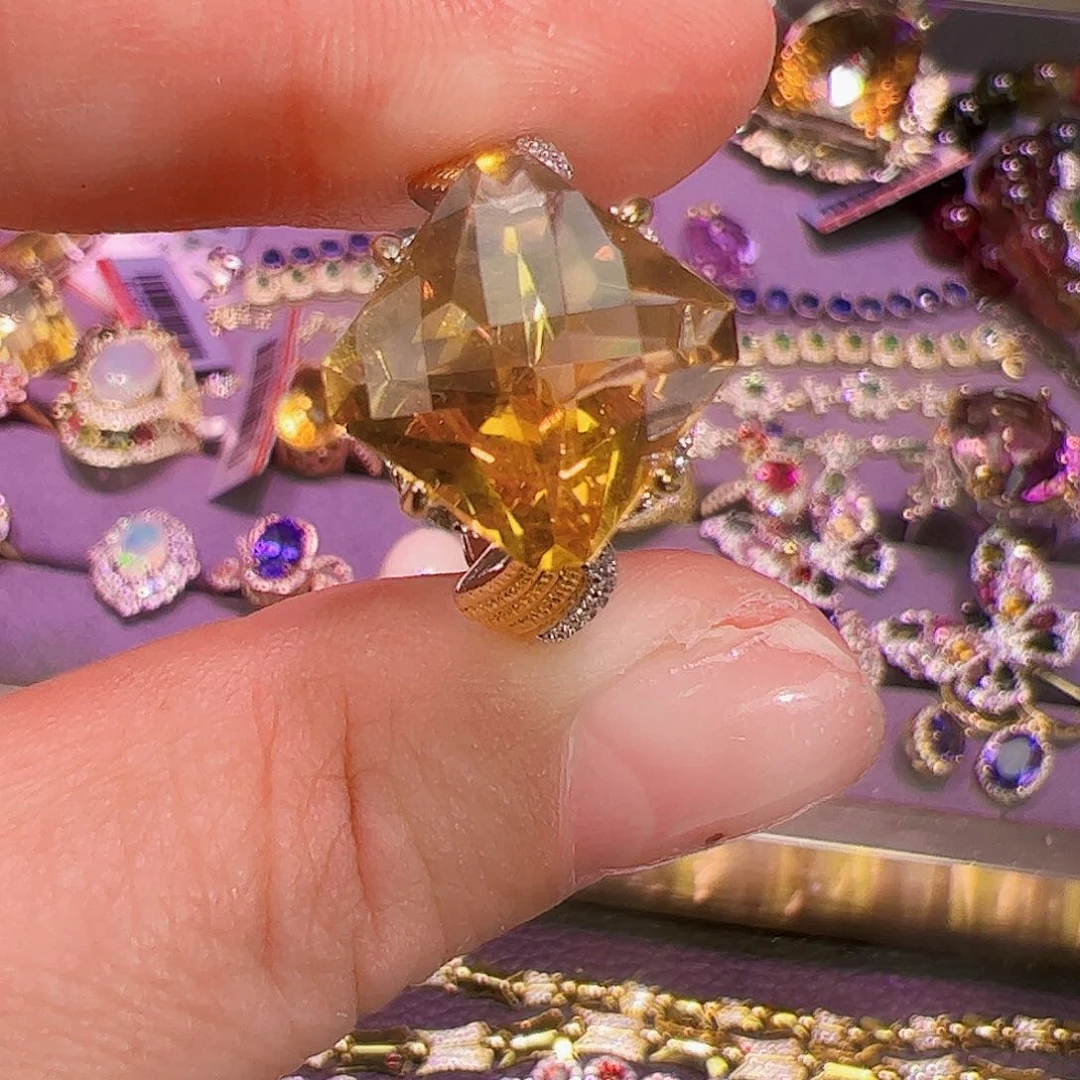 黄晶黄水晶银S925镶嵌