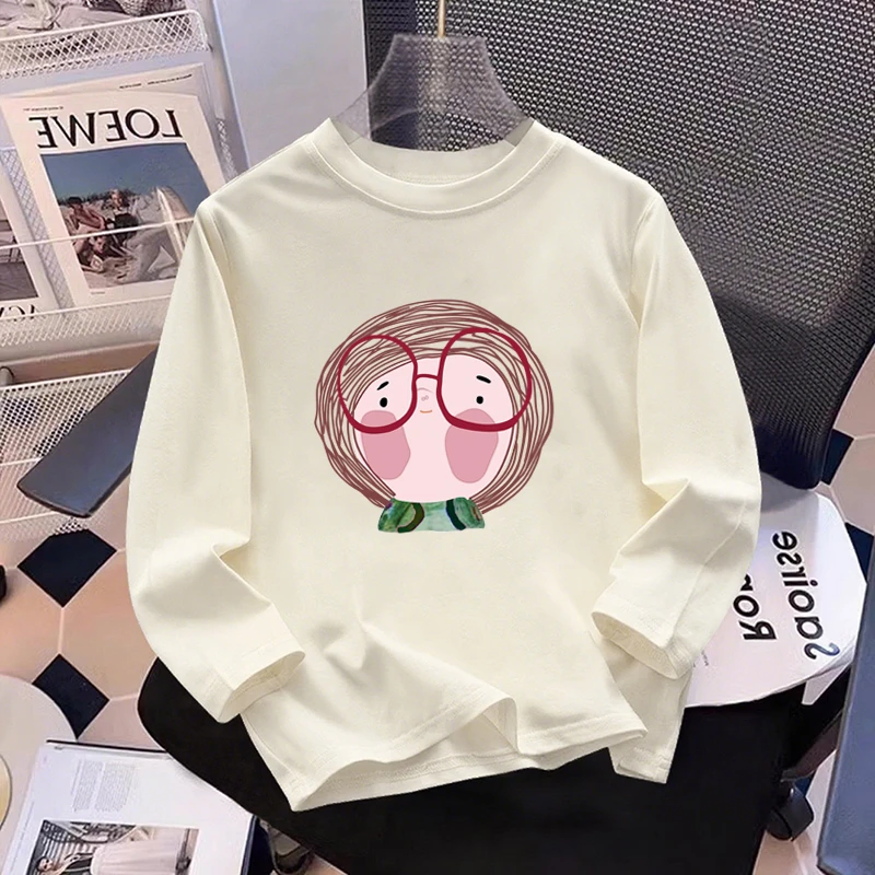 100%纯棉儿童长袖打底衫春秋休闲t恤女宝宝百搭上衣2025年t血圆领