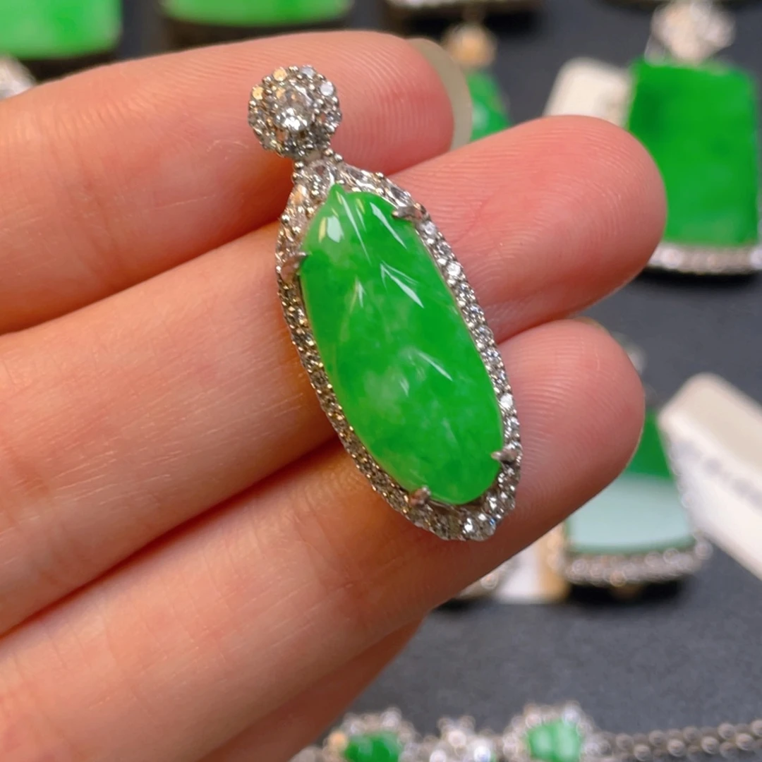 翡翠银S925镶嵌吊坠(不含链)