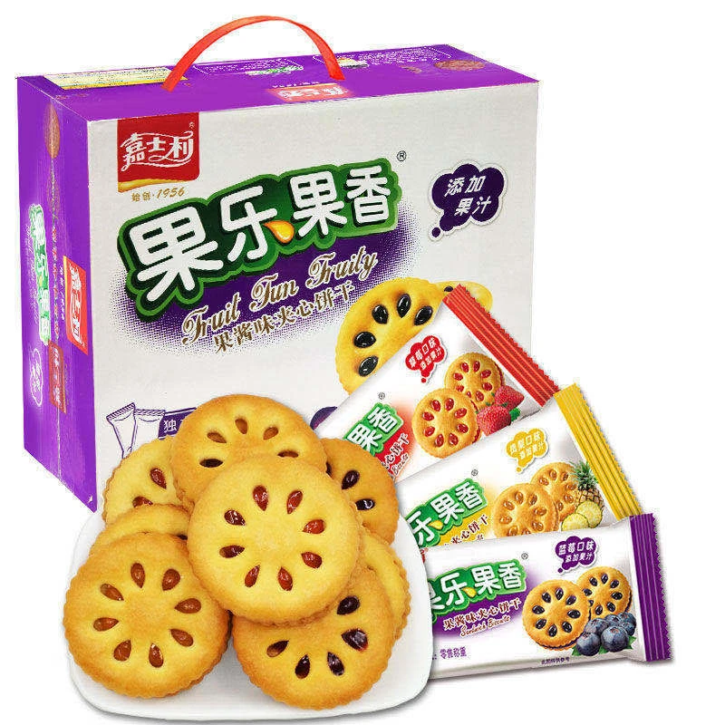 嘉士利果乐果香夹心饼干早餐饼干上班充饥食品批发礼盒解馋零食