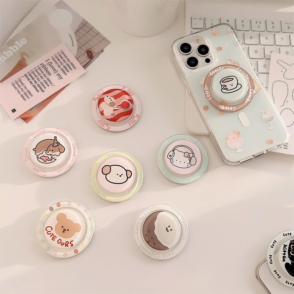 趣味ins风可爱图案适用MagSafe磁吸支架手机强力吸附强磁韩系卡通