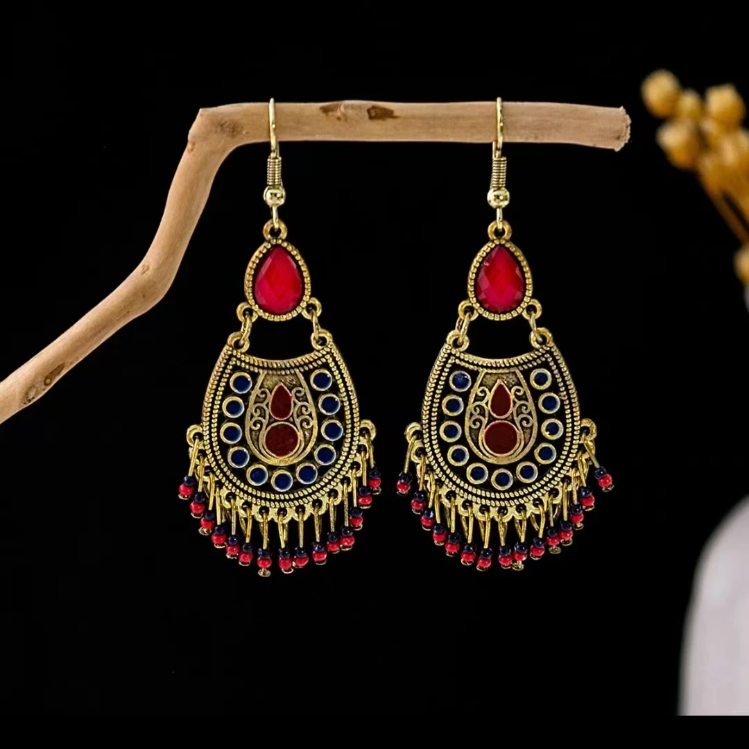 合金耳饰 复古耳环云南异域民族风耳钩耳坠民族风个性百搭耳饰