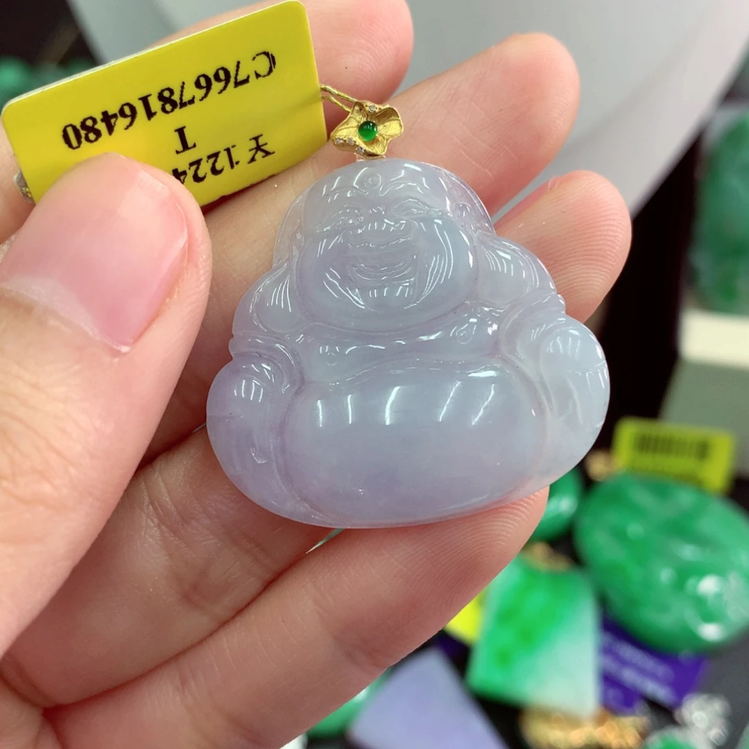 吊坠(不含链)18K金镶嵌翡翠
