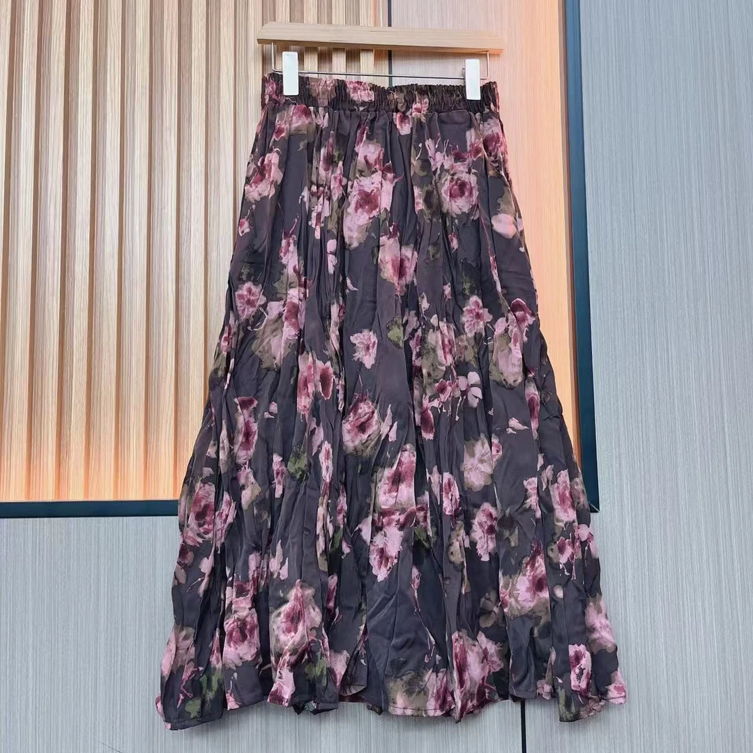 春季新款半身裙时尚百搭显瘦高腰碎花中长款花色半身裙