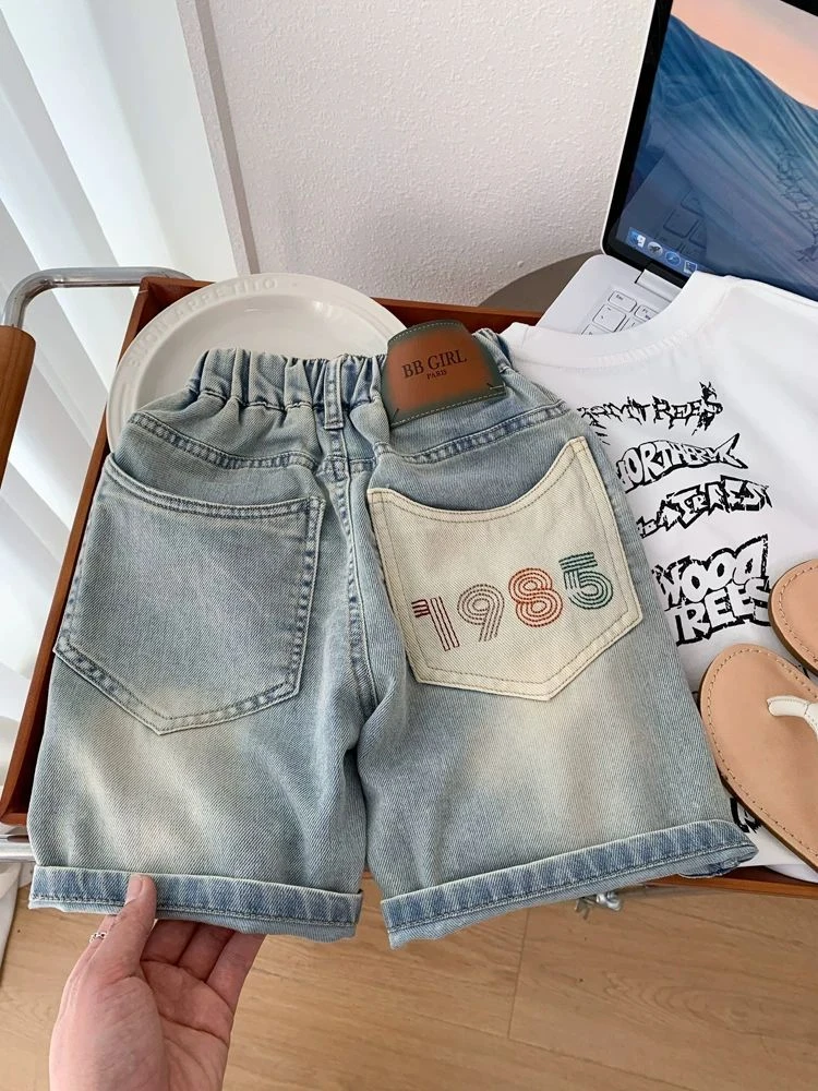 儿童夏季牛仔短裤2025新款男童柔软薄款五分裤小童洋气浅色中裤潮