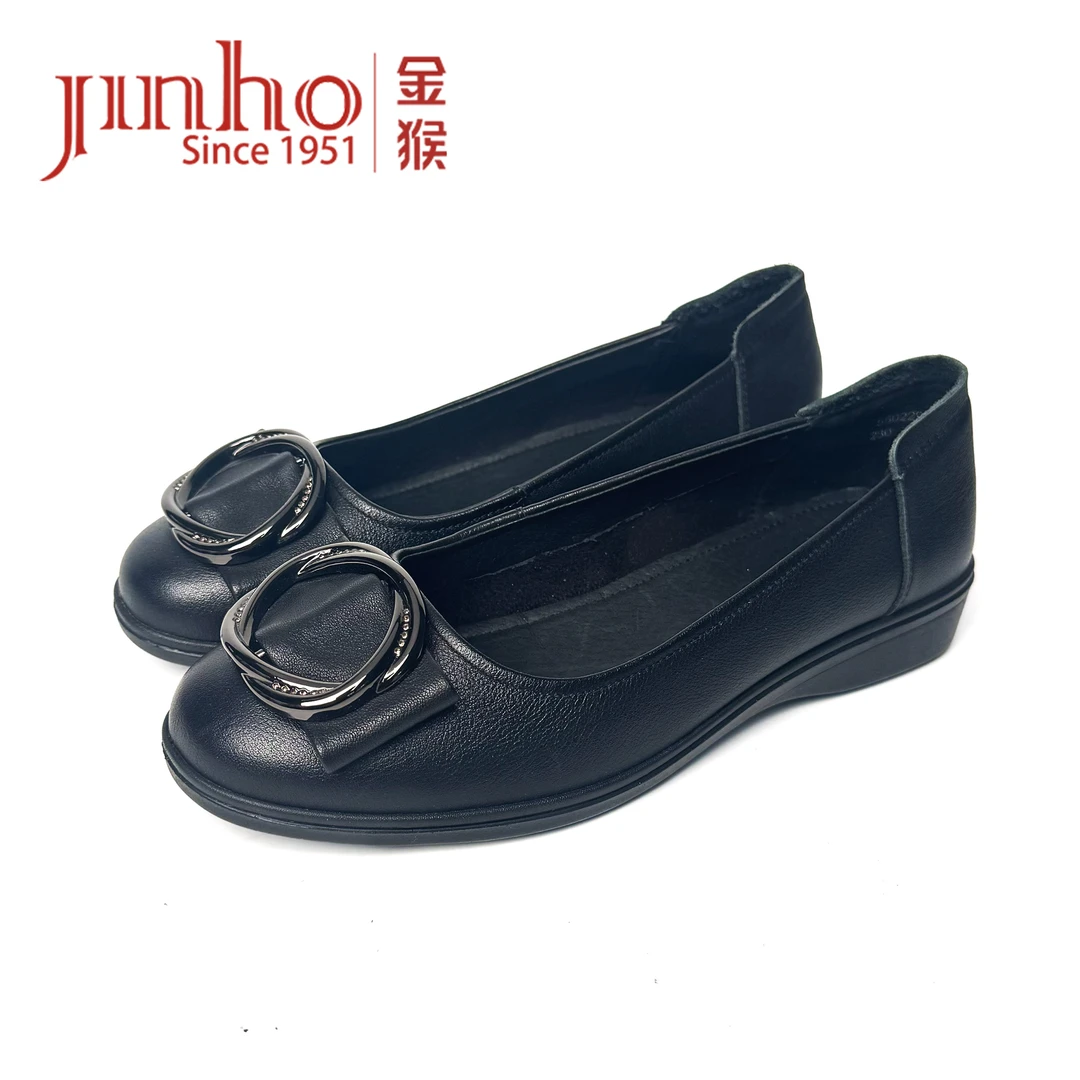 Jinho/金猴【微瑕，介意勿拍】圆头中跟浅口软底女士单鞋550229A