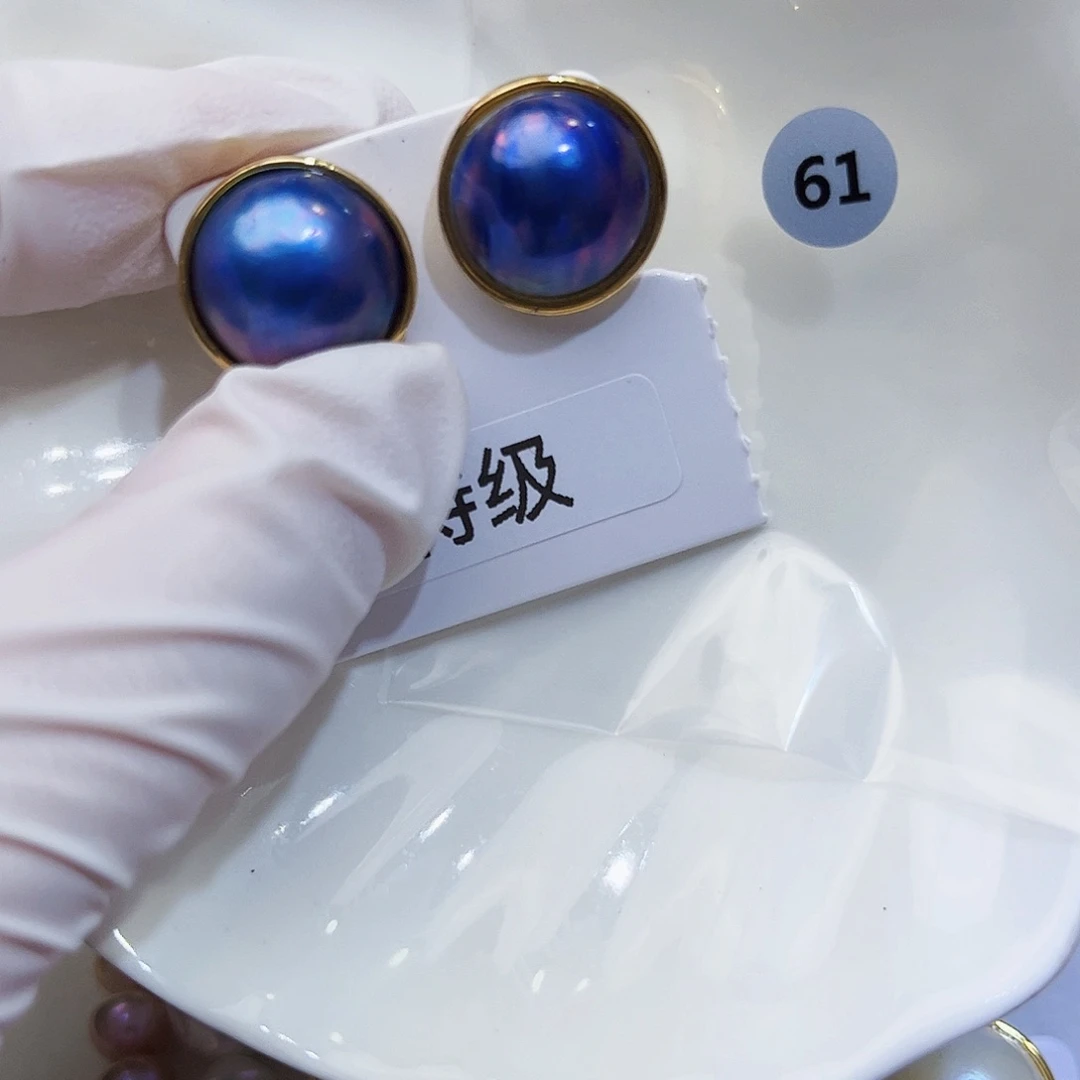 森***稚耳饰拼合珍珠（马贝珠）银S925镶嵌
