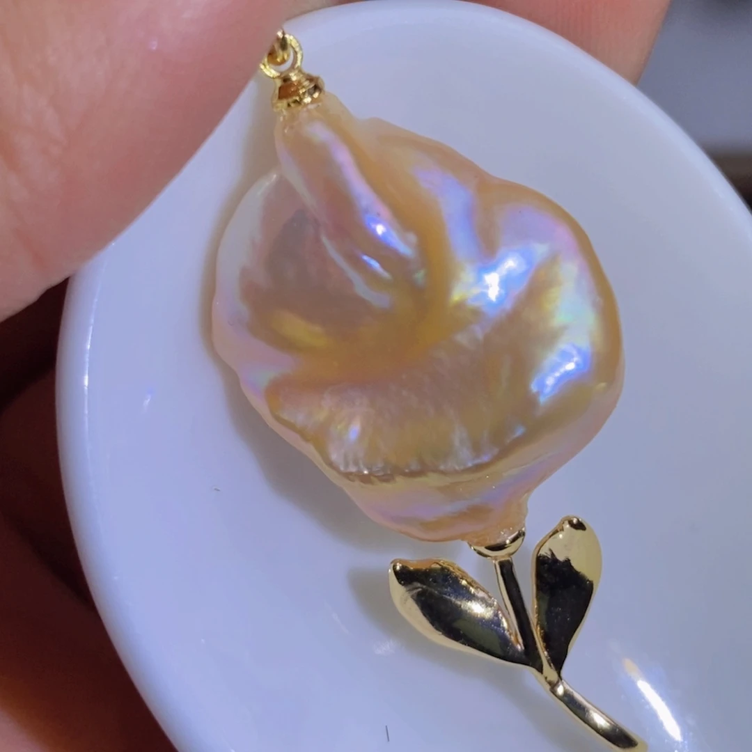 银S925镶嵌天然淡水珍珠淡水珍珠