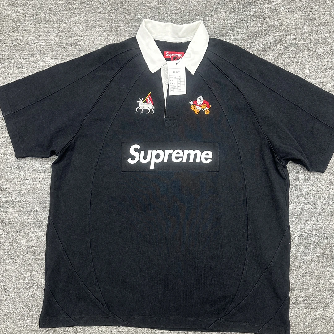 99新 Supreme xl supreme rugby 复古短袖 黑白