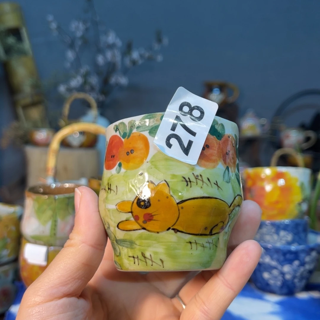 杯安*素浅陶瓷手工手绘