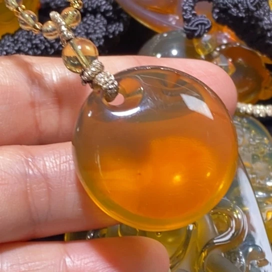 琥珀银S925镶嵌颈饰公主扣