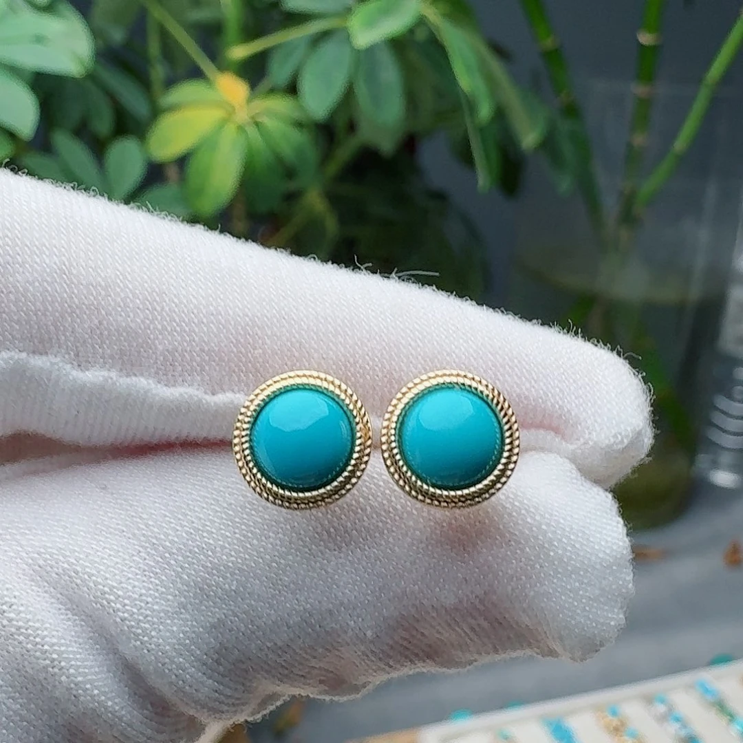 绿松石未镶嵌耳饰耳钉