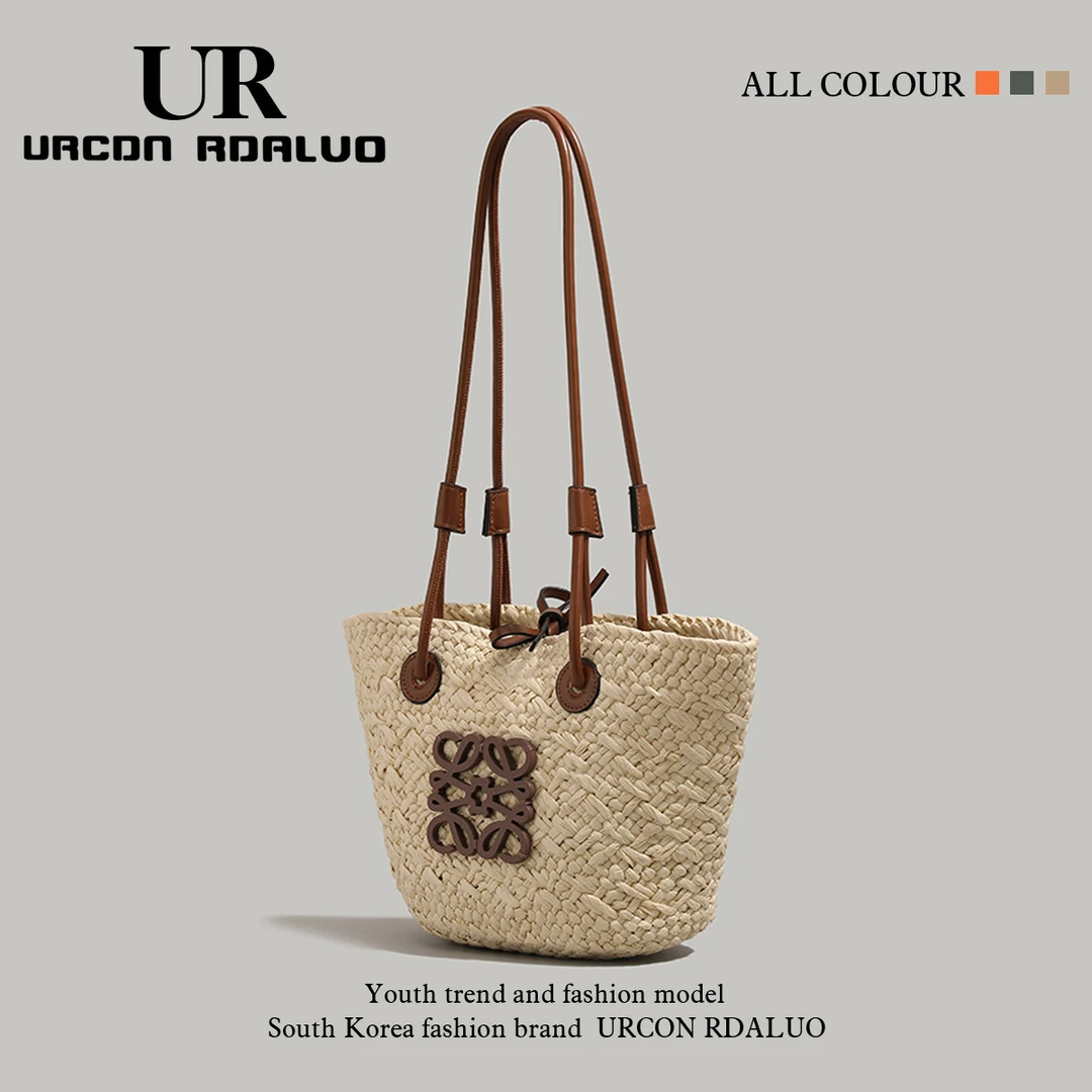 URB度假编织沙滩包女2025新款草编托特包百搭手提包休闲单肩腋下