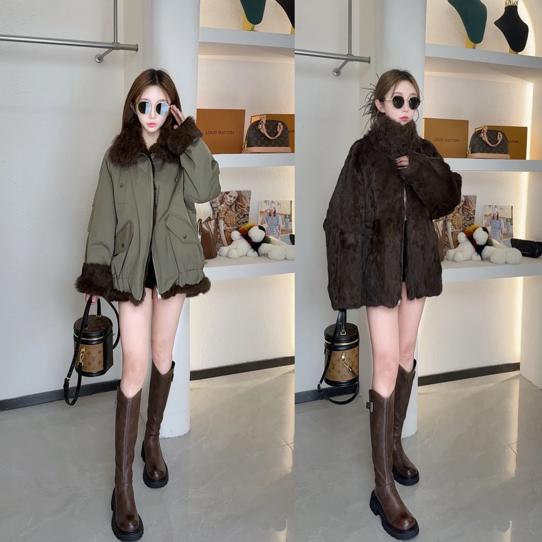 【冬之恋】2533毛袖25年新款大衣女士秋冬短款时尚大气百搭风衣