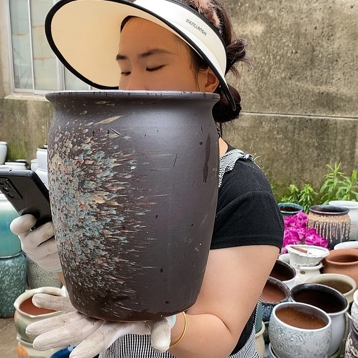 紫砂花盆正品口20高25