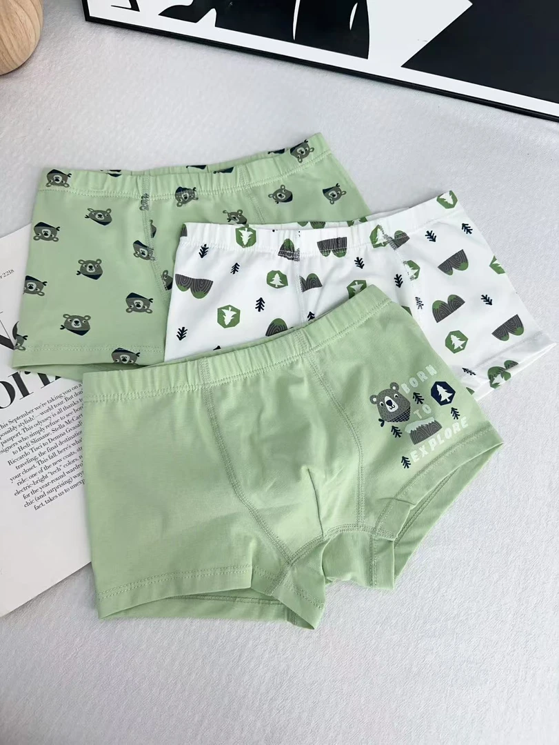 4001男童新款夏季抑菌棉氨平角内裤卡通吸湿排干透气舒适三条装