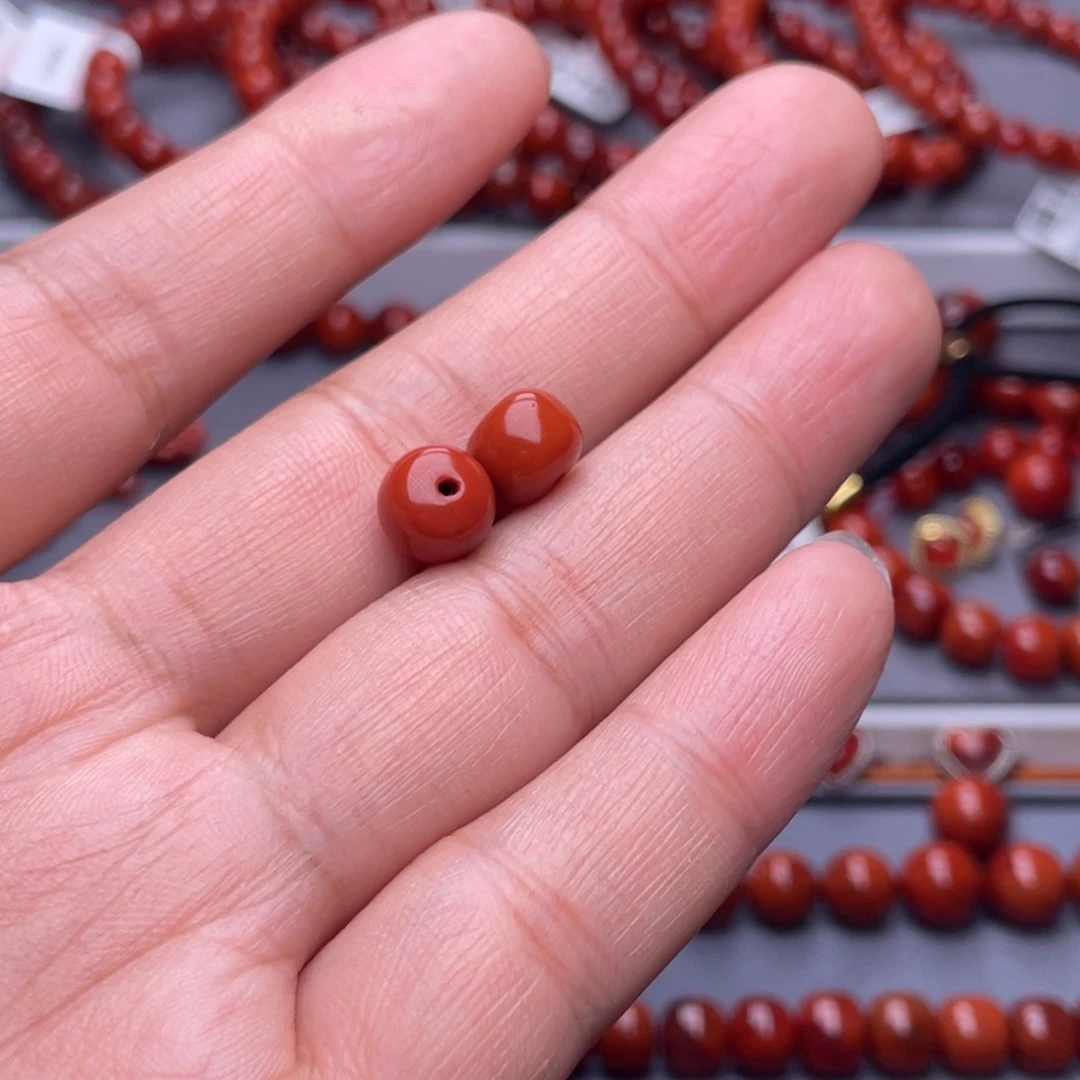 想***字南红玛瑙未镶嵌配珠9mm瓦西火焰纹老型单珠