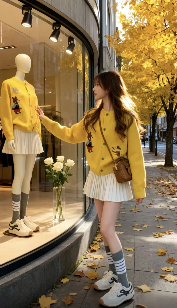 巨好看减龄绝美漂亮针织学院风卡通刺绣黄色毛衣开衫厚外套女新款