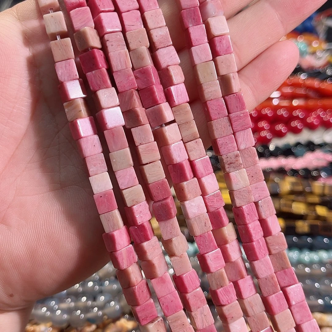 玛瑙/玉髓未镶嵌珠宝半成品红木纹方糖一条6mm