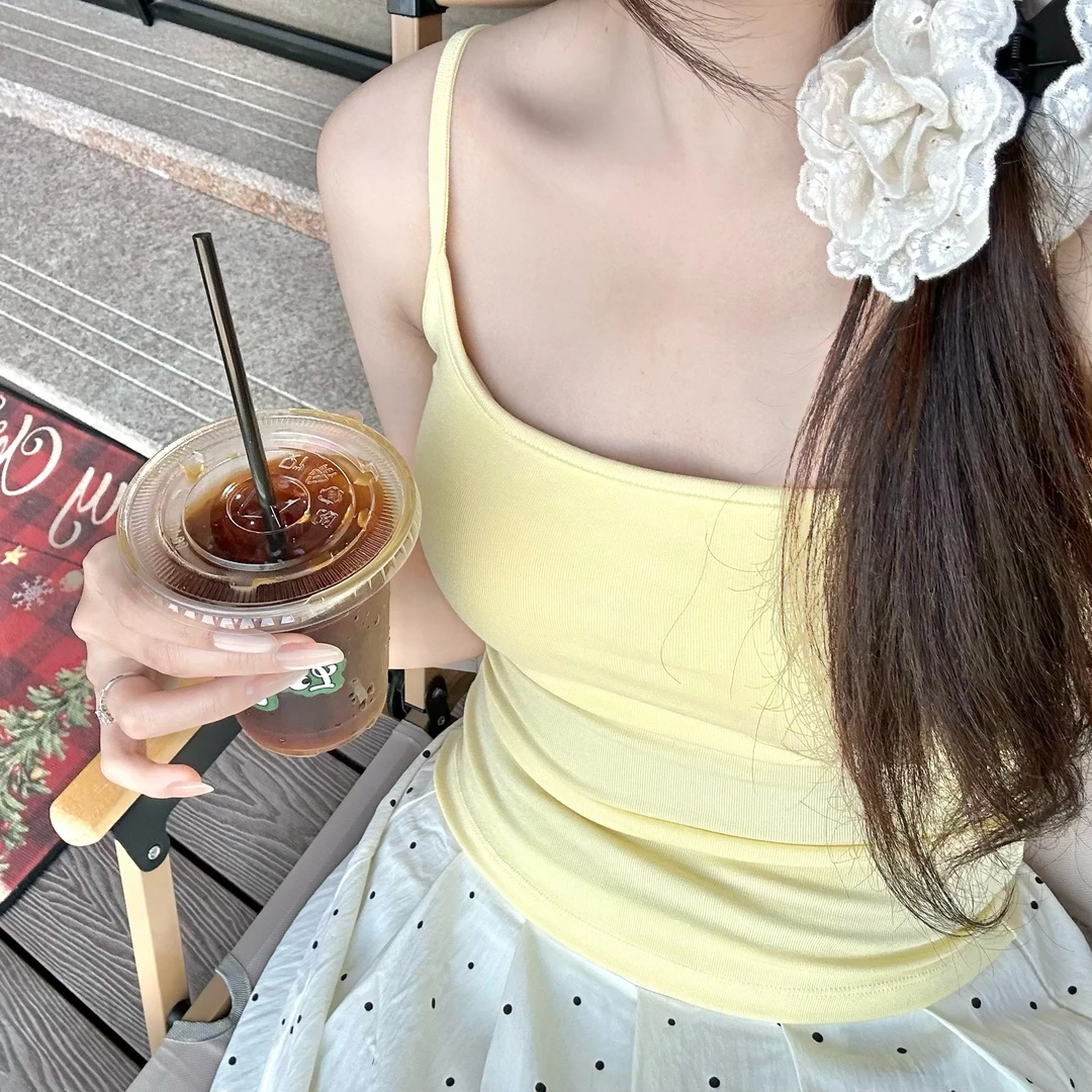 夏季吊带背心外穿内搭辣妹带胸垫遮副乳显瘦美背