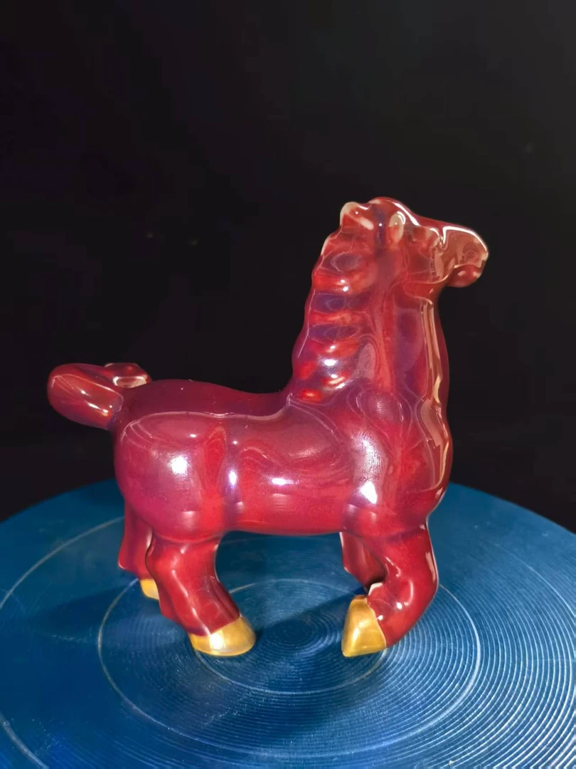 钧瓷茶宠摆件—红马高13CM长12CM—神垕镇原产地