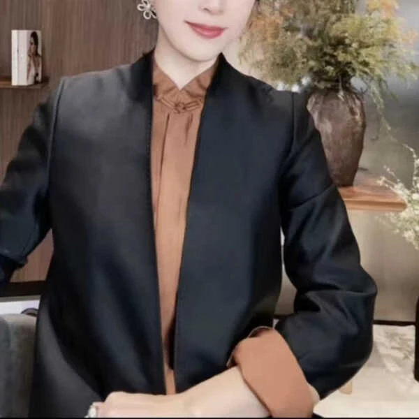 2025新品时尚款偏国风 复古撞色设计黑色西装外套上衣 LW006