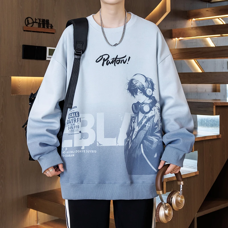 URSBOB加绒加厚卫衣男士2025冬季打底衫青少年学生上衣渐变帅气潮