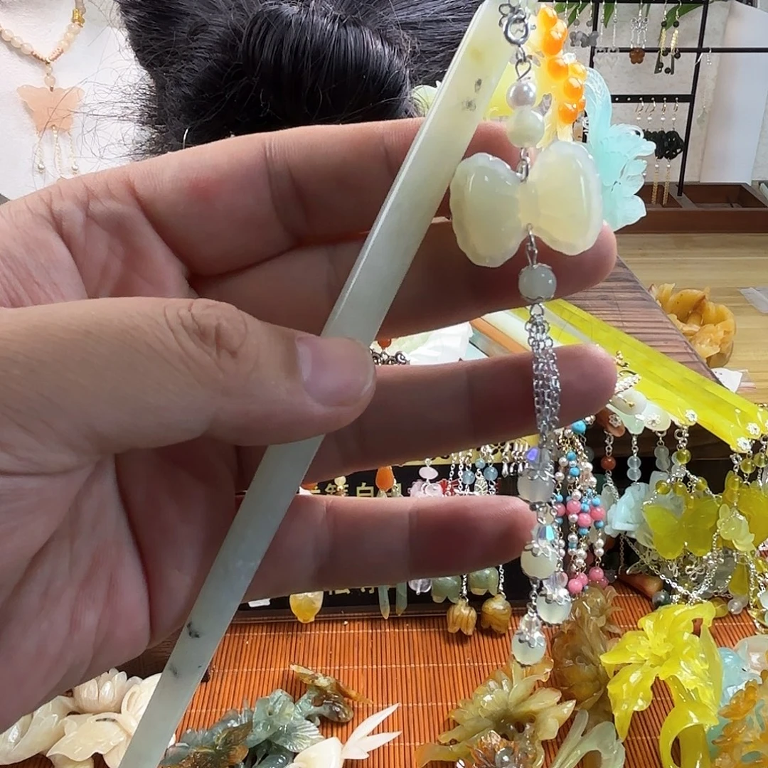 蛇纹石玉合金发饰