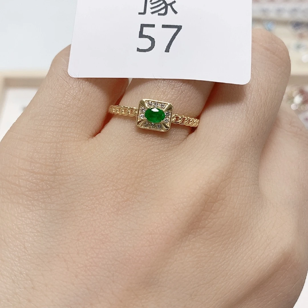 祖母绿戒指银S925镶嵌豫57