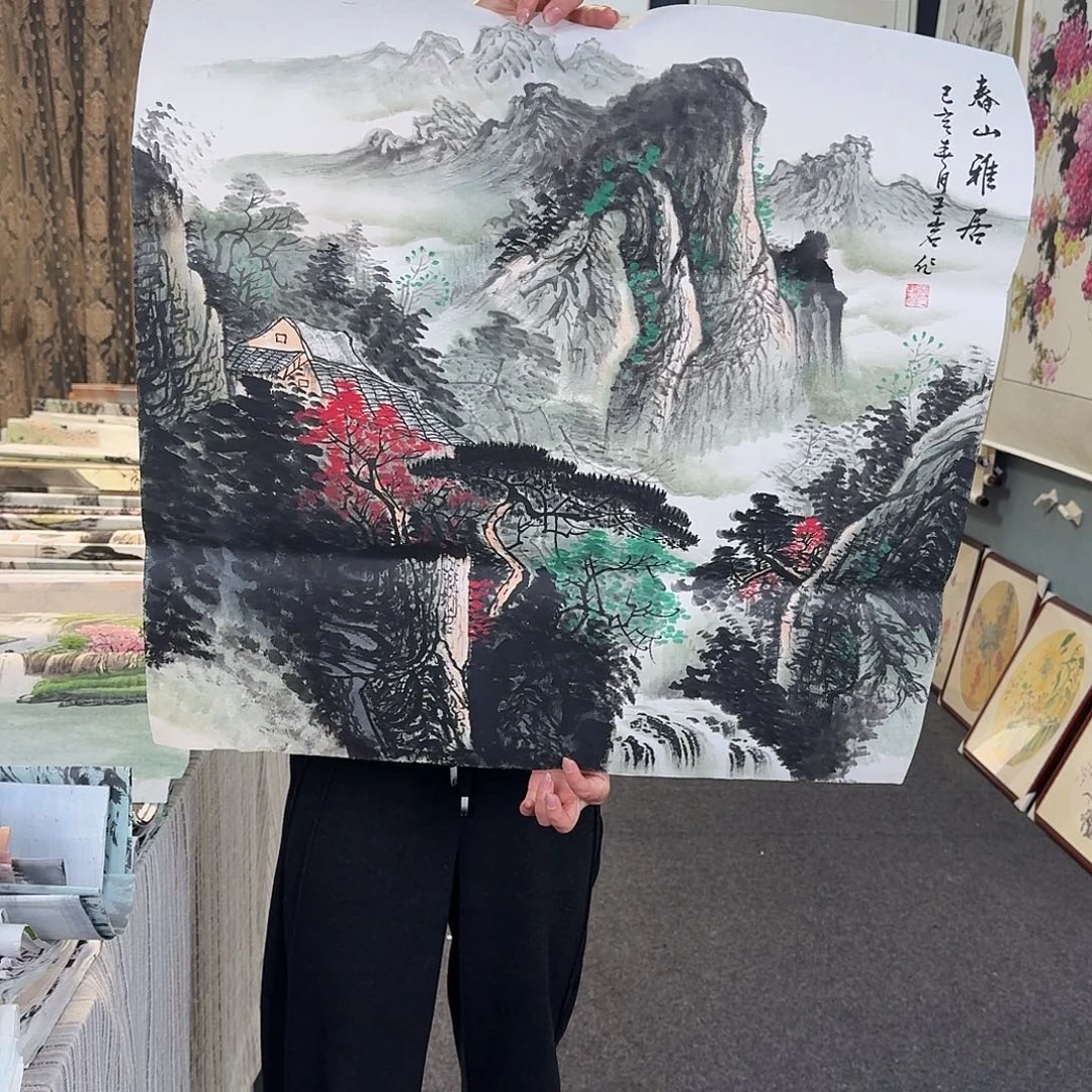 纯手绘国画作品好看斗方