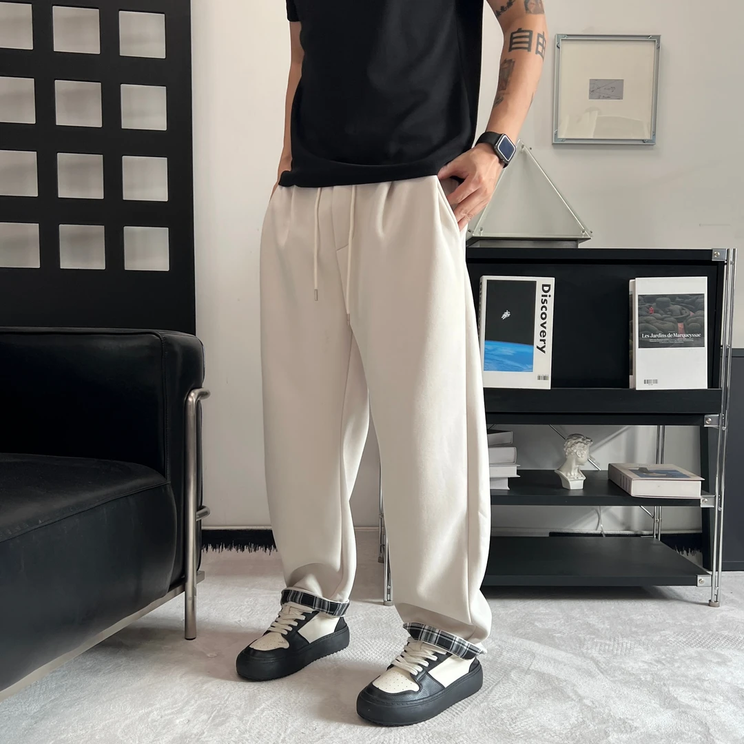 保暖休闲裤阔腿裤男士水洗裤子百搭长裤韩版潮流风秋冬卫裤男潮