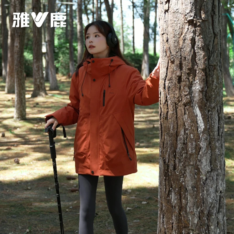 雅鹿优选鹅绒休闲短款外套冬季新款三合一男女同款可拆卸冲锋衣