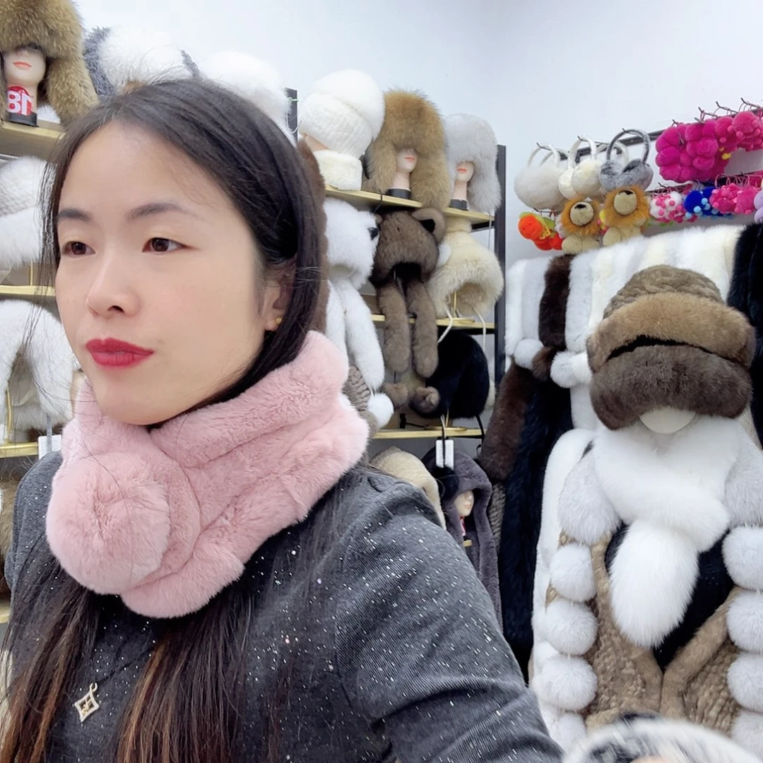 兔毛豆沙色兔毛围巾微瑕