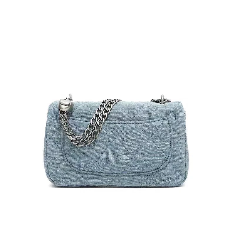 【A19】牛仔布蓝印花斜挎包