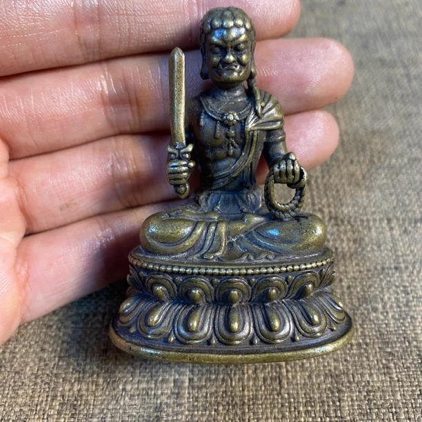 纯铜老胎不动明王佛像小摆件口袋佛