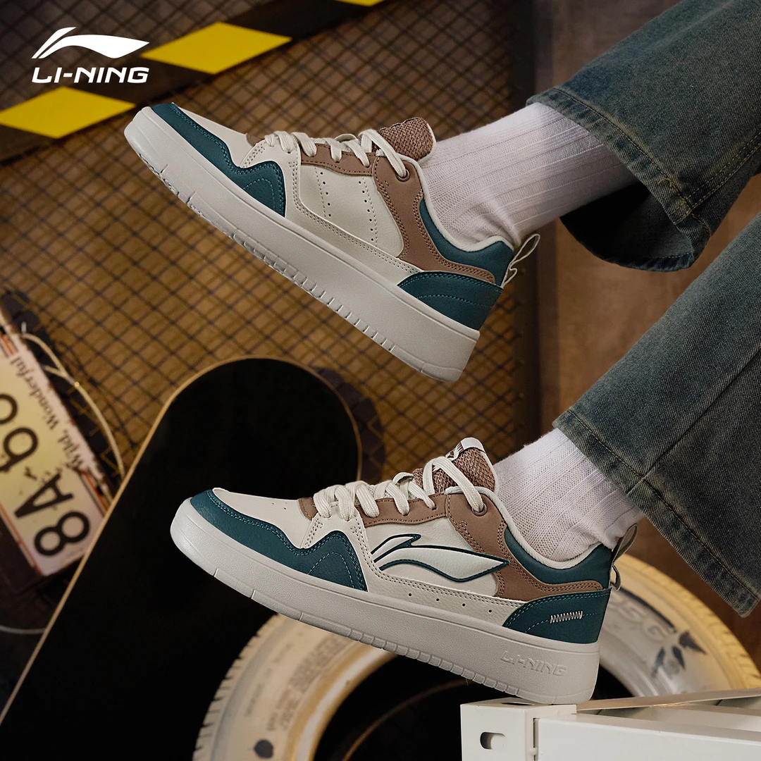 李宁行初2.0女鞋板鞋2025夏季低帮透气轻便运动鞋百搭复古休闲鞋