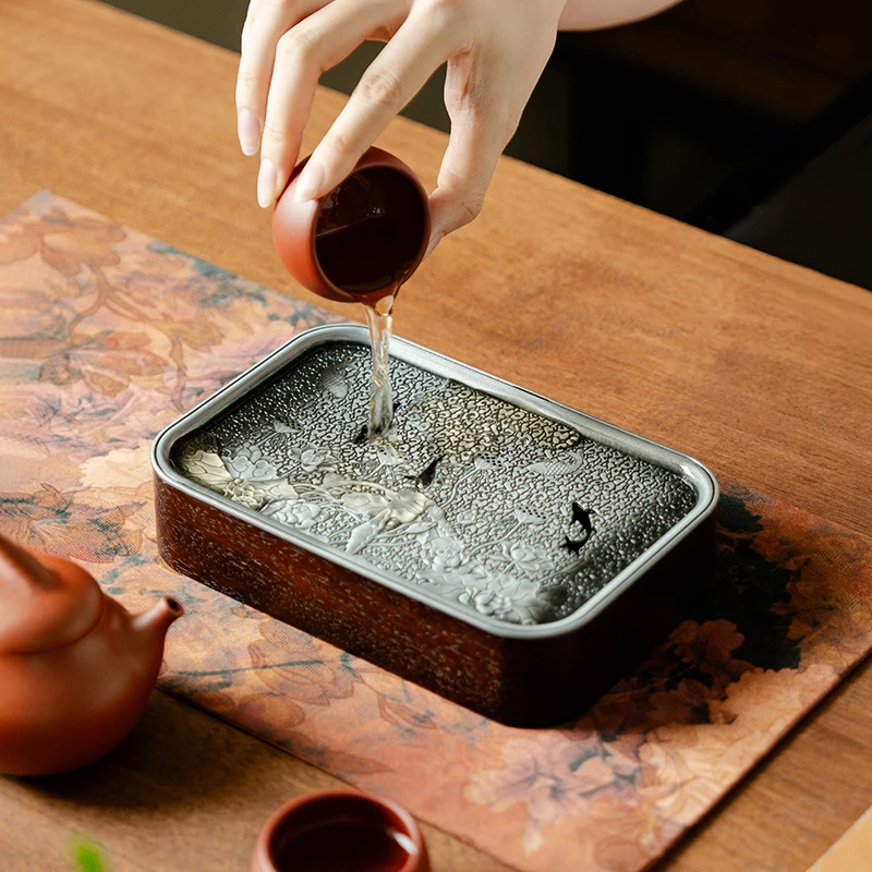 赞朴合金壶承复古家用干泡盘家用高档杯托茶点盘子茶具配件茶托盘