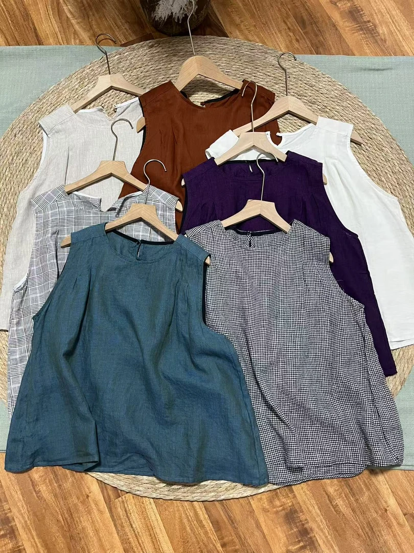 1.0高版本日系打底外穿纯亚麻定制设计款背心