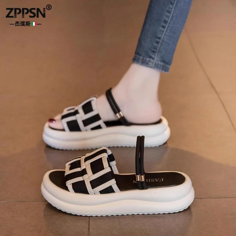 ZPPSN软底厚底凉鞋女2025夏季外穿新款仙女风配裙子两穿拖鞋罗马