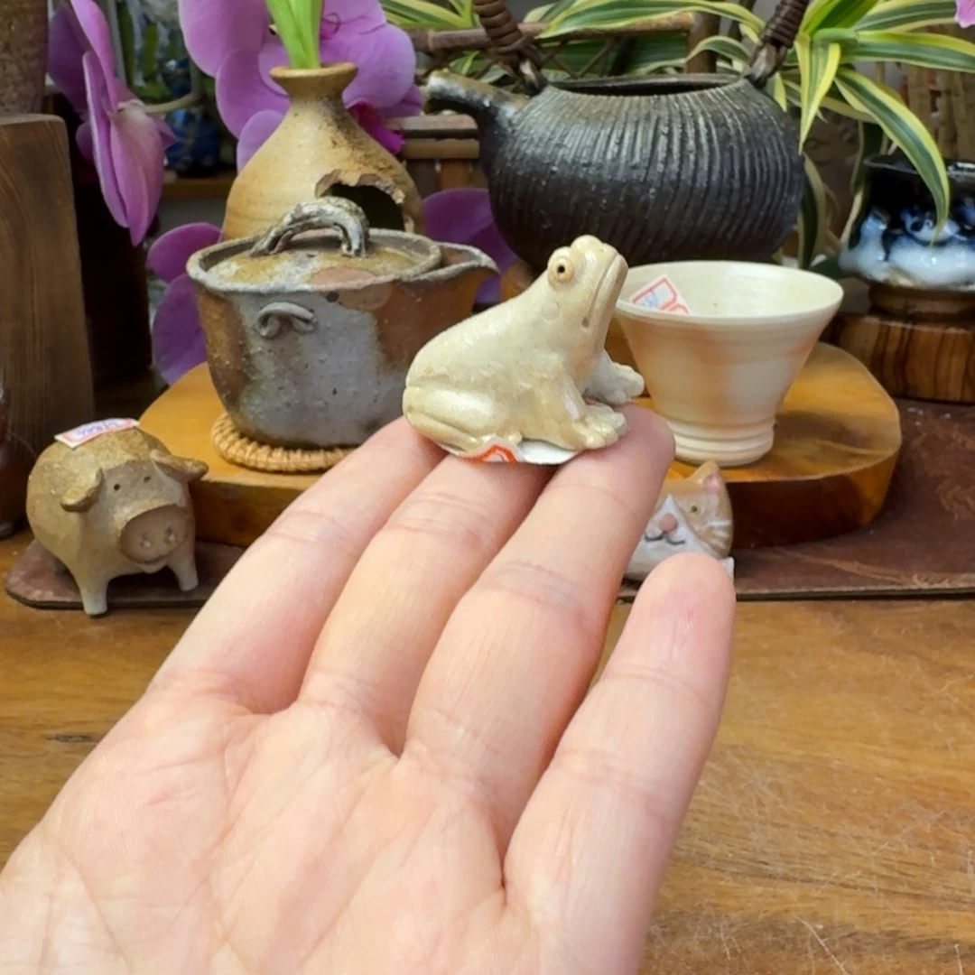 渡边哲久备前烧白备前青蛙茶宠福利一口价