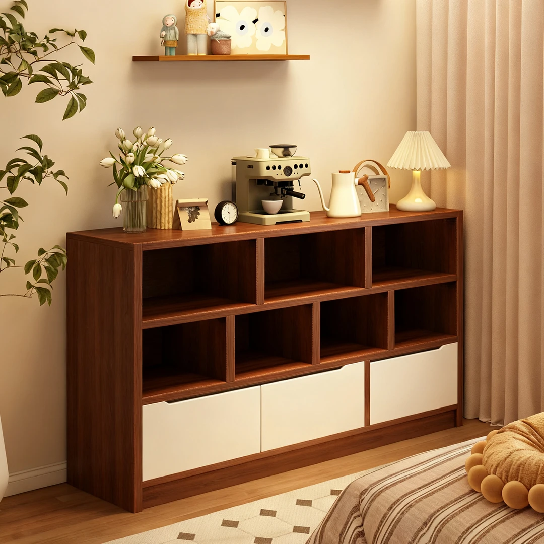 书柜储物柜一体靠墙书柜家用书柜网红家具客厅家具用品多巴胺家具