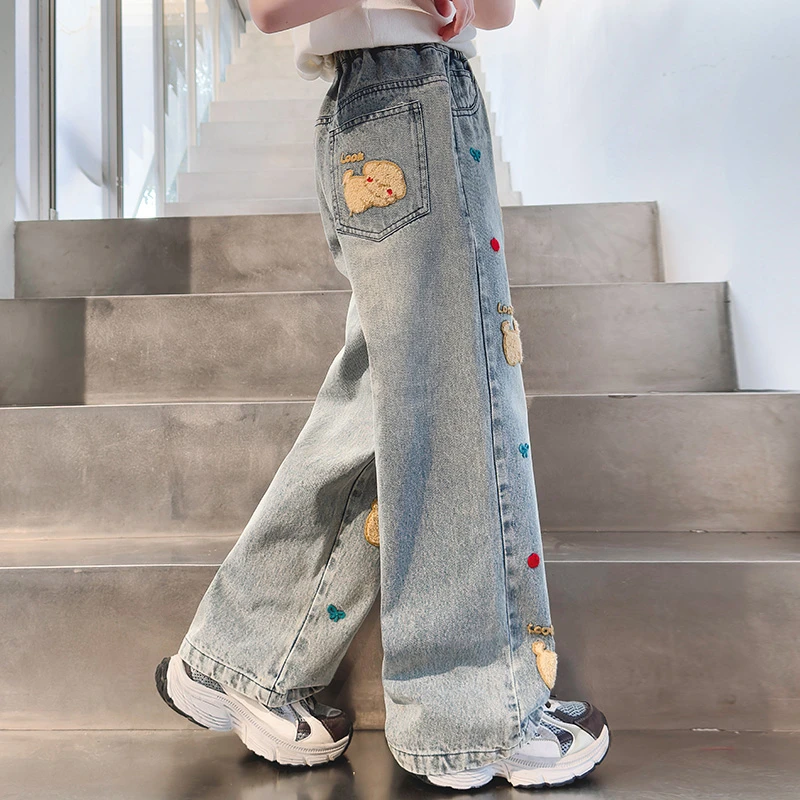 儿童秋装2025年新款大女童装薄款裤子春秋款水洗牛仔裤秋季直筒裤
