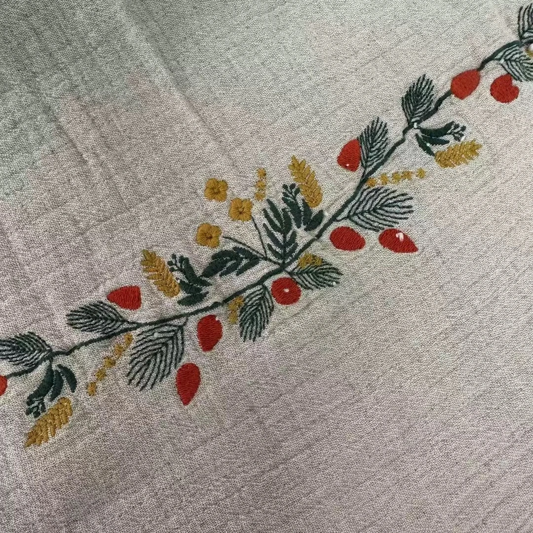 【麻代先生】汉麻春华秋实刺绣包边盖毯