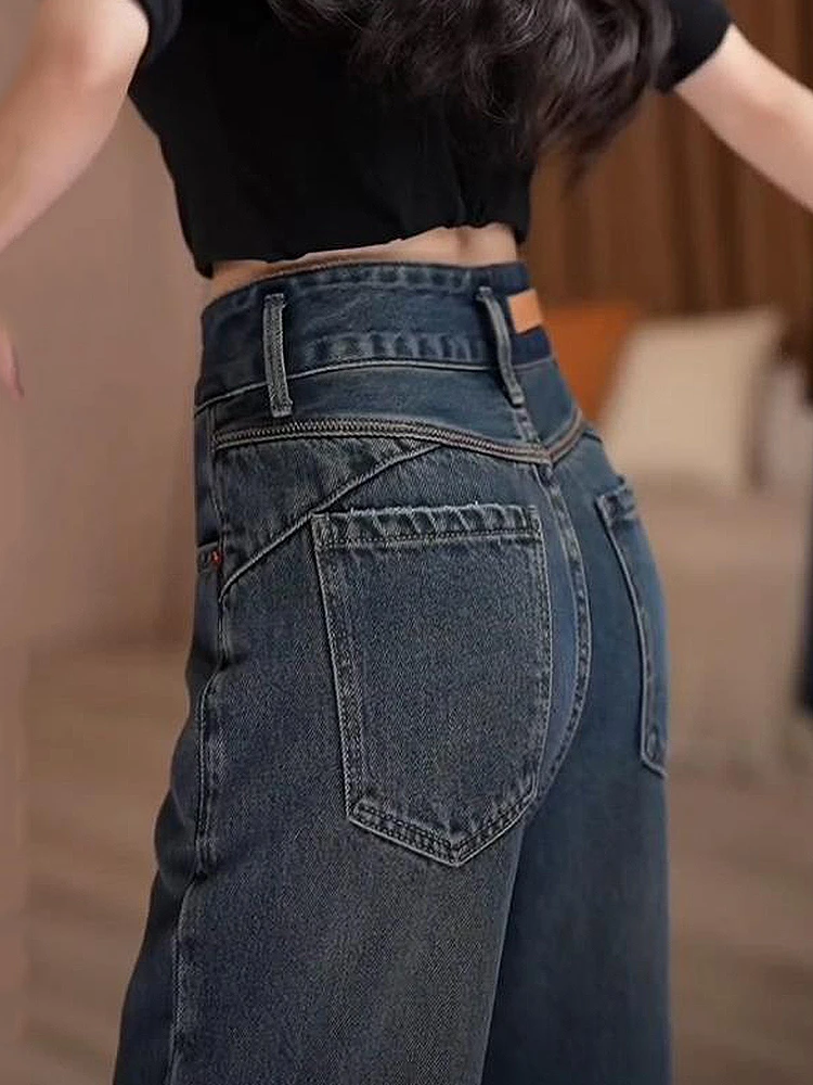 复古宽松阔腿牛仔裤女2025年春秋新款显瘦直筒垂感通勤休闲拖地裤