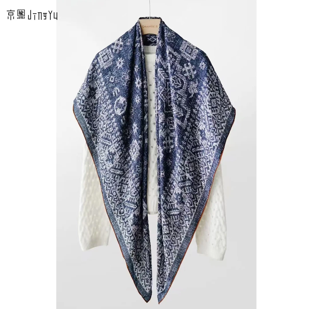 京榆 丨奇幻之旅丨100%桑蚕丝16姆米双乔丝巾围巾大方巾披肩135cm