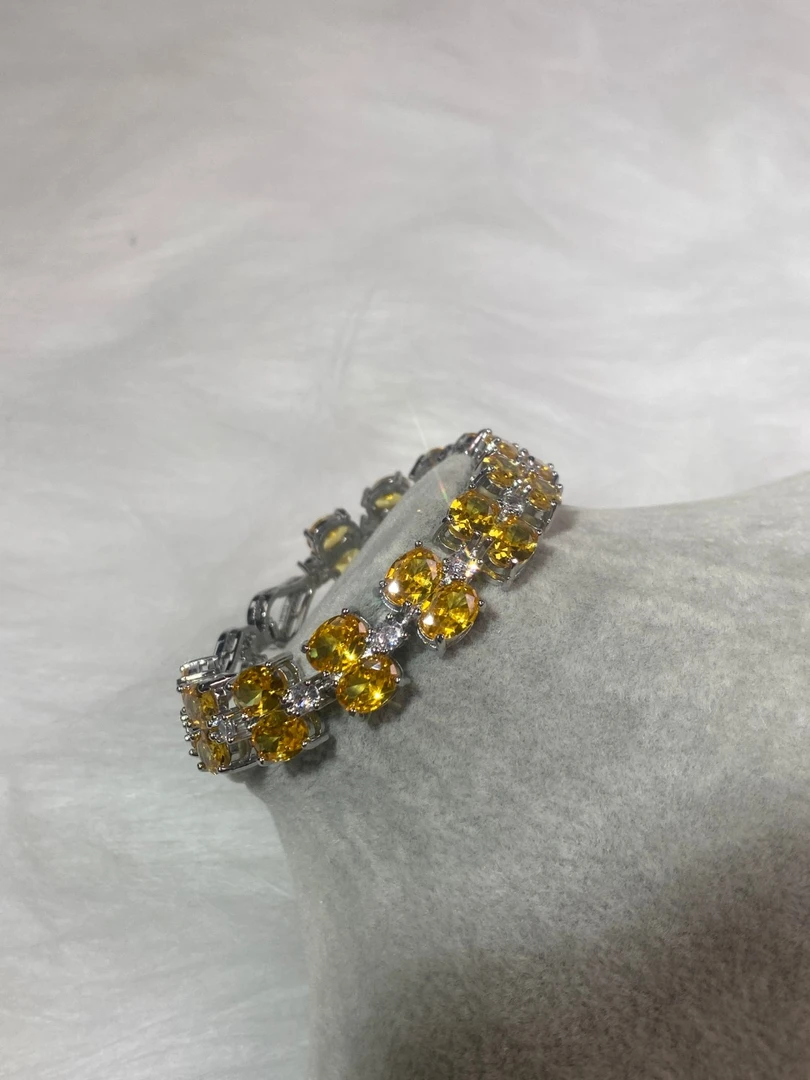 铜合金合成锆石手链 ZR-2337 黄冰糖手链