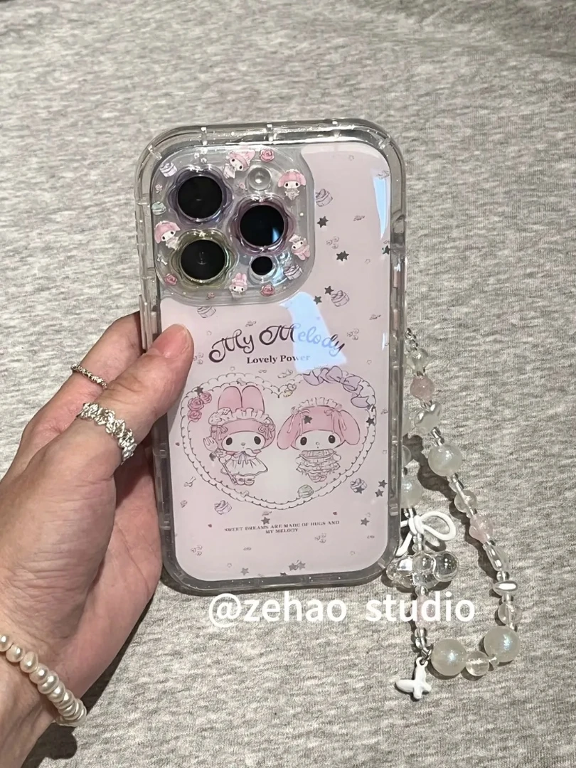 唯美气囊包镜头美乐蒂适用iPhone16pro手机壳苹果15pro防摔14pro